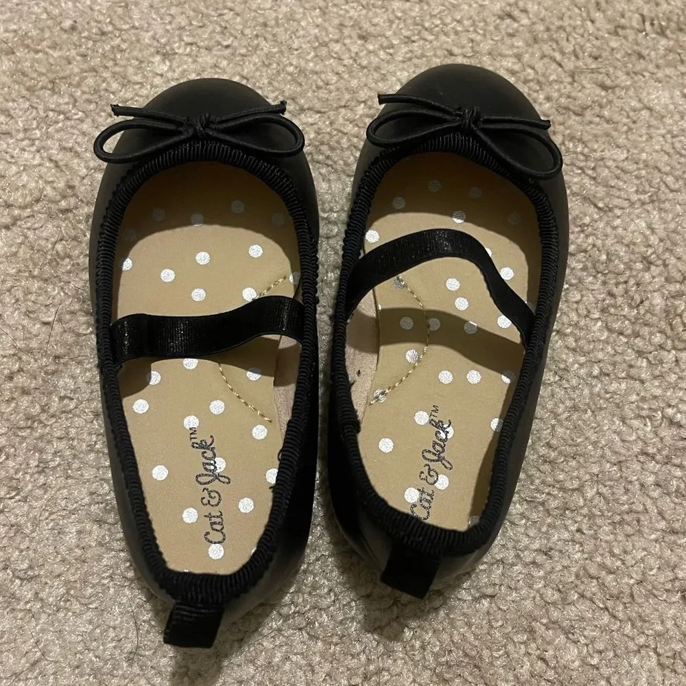 Cat & Jack Black Kids Dress Shoes with Bow